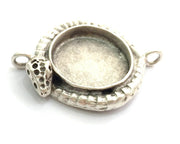 Antique Silver Plated Brass Snake  Pendant Settings Blanks  Mountings , (20mm  blank) G5990