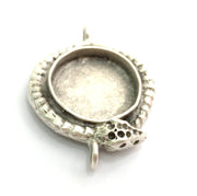 Antique Silver Plated Brass Snake  Pendant Settings Blanks  Mountings , (20mm  blank) G5990