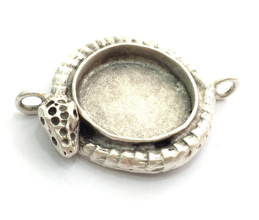 Antique Silver Plated Brass Snake  Pendant Settings Blanks  Mountings , (20mm  blank) G5990
