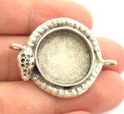 Antique Silver Plated Brass Snake  Pendant Settings Blanks  Mountings , (20mm  blank) G5990