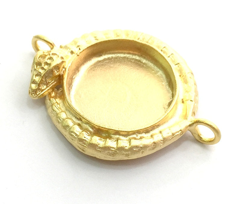 Gold Plated Brass Snake Pendant Setting Mountings Blanks   (20mm blank) G5992