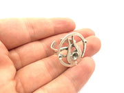 Silver Ring Blank Base Bezel Settings Cabochon Base Mountings Adjustable Ring ( 5mm and 2mm blank ) Antique Silver Plated Brass G5996
