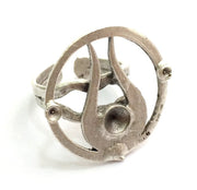 Silver Ring Blank Base Bezel Settings Cabochon Base Mountings Adjustable Ring ( 5mm and 2mm blank ) Antique Silver Plated Brass G5996