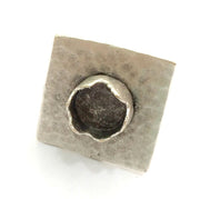 Adjustable Hammered  Ring Blank, ( 10mm blank ) Antique Silver Plated Brass G6007
