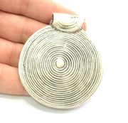 Antique Silver Pendants , Medallion (56mm) Antique Silver Plated Metal  G6016