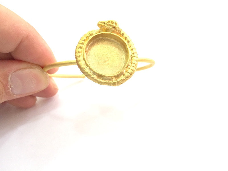 Gold Cuff Blank Adjustable Snake Bracelet Blank Findings (20mm Blank) , Gold  Plated Brass G6025