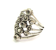 Adjustable Ring Blank, ( 3mm blank ) Antique Silver Plated Brass G9194