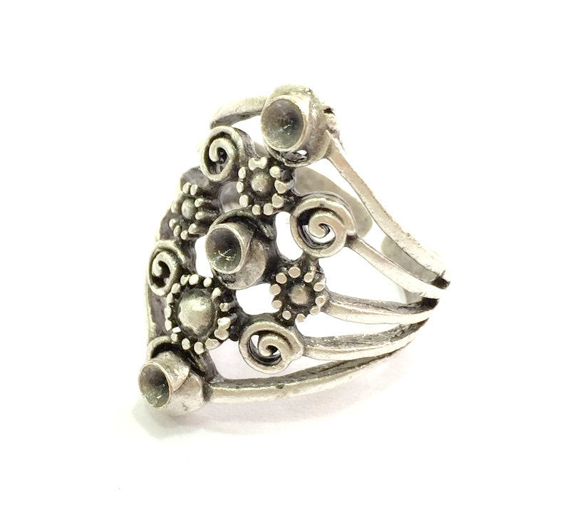 Adjustable Ring Blank, ( 3mm blank ) Antique Silver Plated Brass G9194