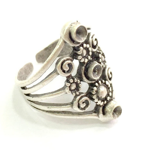 Adjustable Ring Blank, ( 3mm blank ) Antique Silver Plated Brass G9194