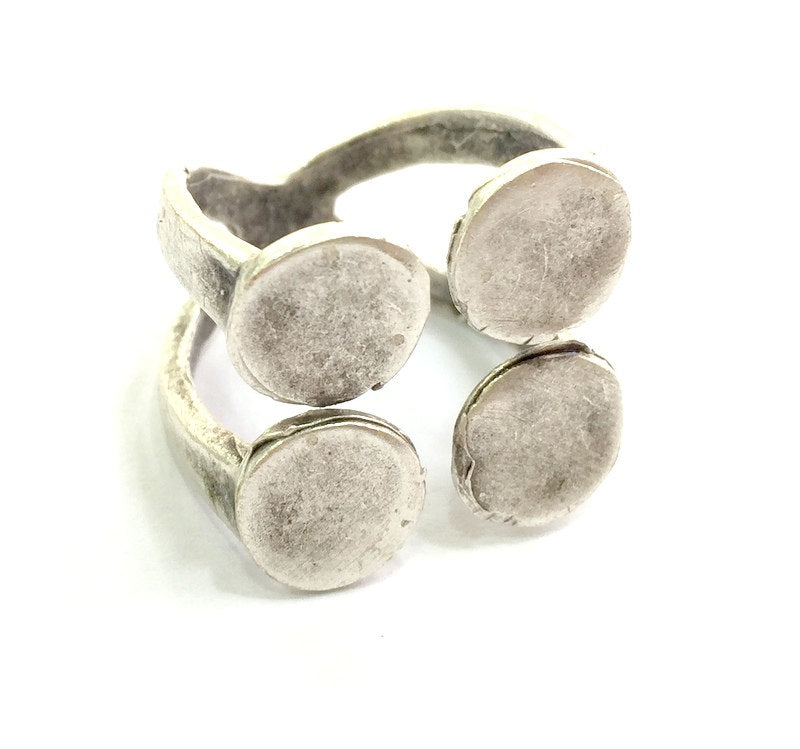 Adjustable Ring Blank, ( 10mm blank ) Antique Silver Plated Brass G9193