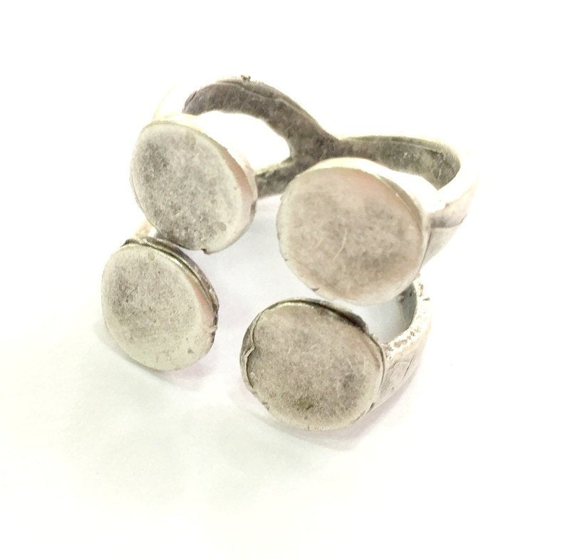 Adjustable Ring Blank, ( 10mm blank ) Antique Silver Plated Brass G9193