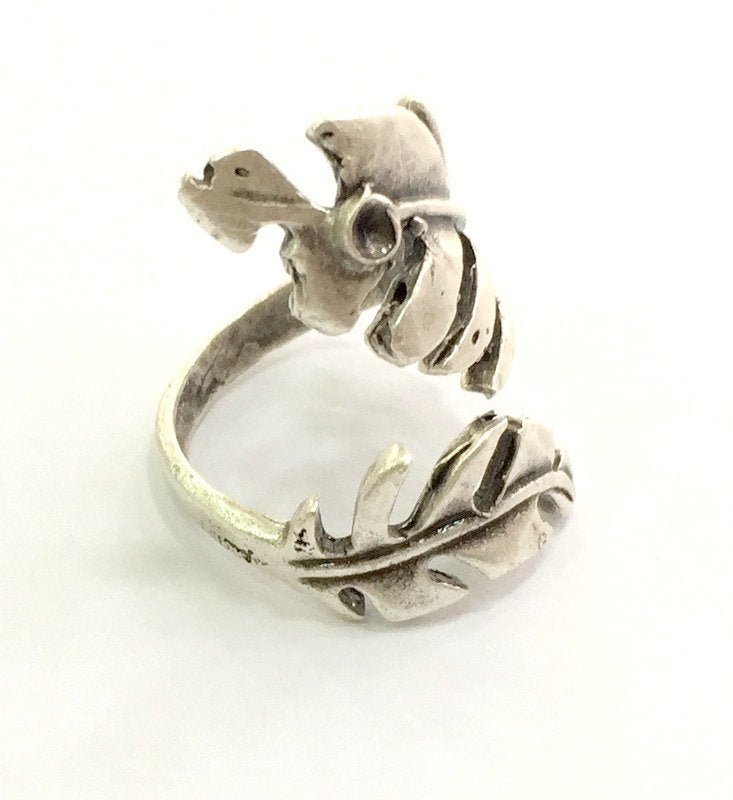 Adjustable Ring Blank, ( 3mm blank ) Antique Silver Plated Brass G8287