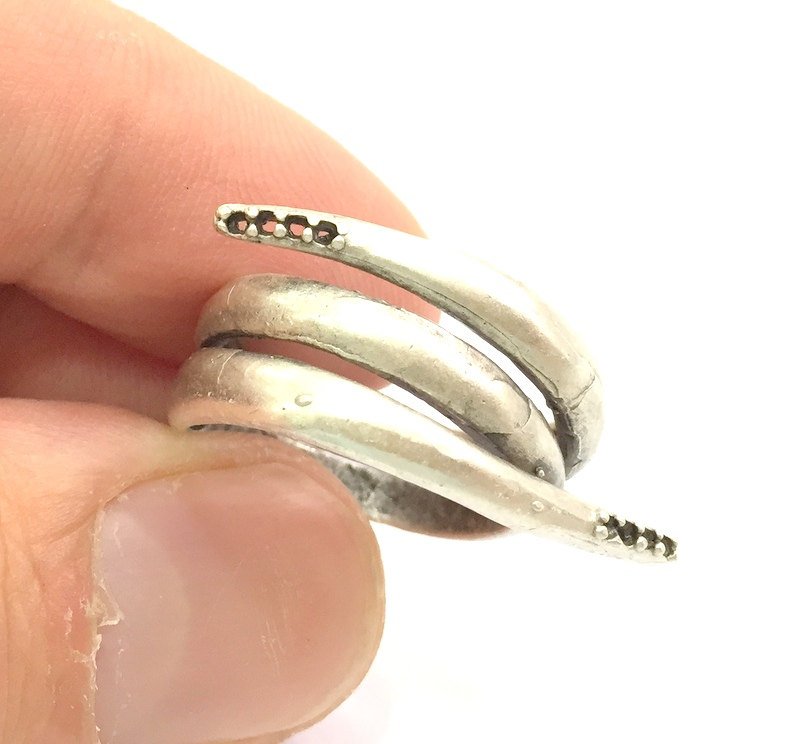 Adjustable Ring Blank, ( 1mm blank ) Antique Silver Plated Brass G6034