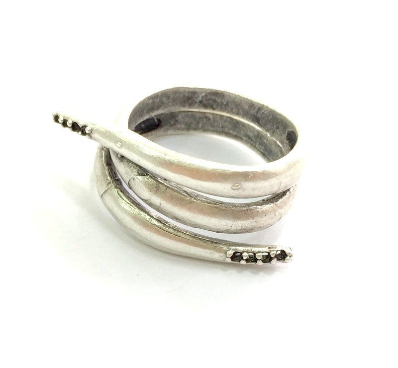 Adjustable Ring Blank, ( 1mm blank ) Antique Silver Plated Brass G6034