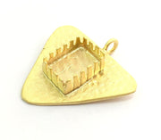 Gold Plated Brass Hammered  Pendant Setting Mountings Blanks  (15x10mm blank )  Gold Plated Brass G6043