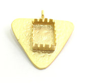Gold Plated Brass Hammered  Pendant Setting Mountings Blanks  (15x10mm blank )  Gold Plated Brass G6043