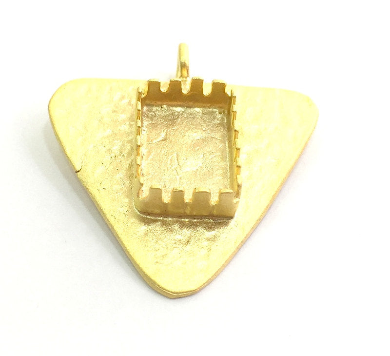 Gold Plated Brass Hammered  Pendant Setting Mountings Blanks  (15x10mm blank )  Gold Plated Brass G6043