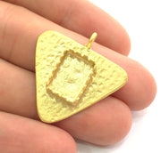 Gold Plated Brass Hammered  Pendant Setting Mountings Blanks  (15x10mm blank )  Gold Plated Brass G6043
