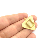 Gold Plated Brass Hammered  Pendant Setting Mountings Blanks  (15x10mm blank )  Gold Plated Brass G6043
