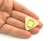 Gold Plated Brass Hammered  Pendant Setting Mountings Blanks  (15x10mm blank )  Gold Plated Brass G6043