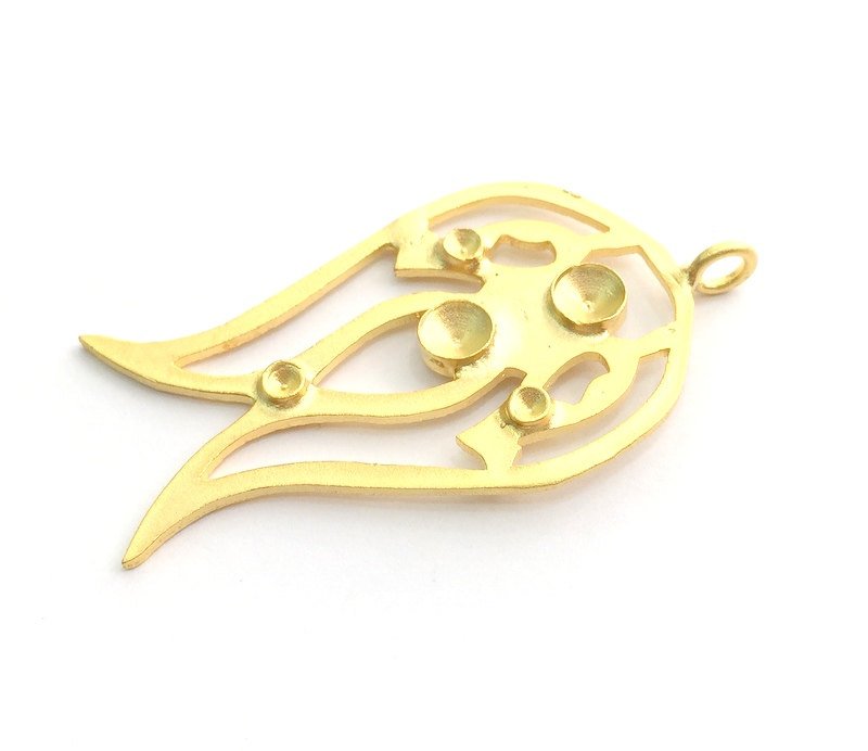 Gold Plated Brass Tulip Pendant Setting Mountings Blanks  (5mm and 2mm blank )  Gold Plated Brass G6046