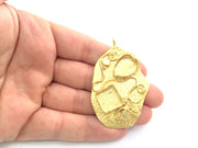 Gold Plated Brass Hammered  Pendant Setting Mountings Blanks  ( 18x13mm drop and 12mm square blank )  Gold Plated Brass G6047
