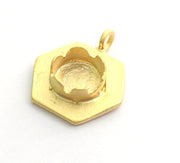 Gold Plated Brass Pendant Setting Mountings Blanks  ( 10mm blank )  Gold Plated Brass G6048