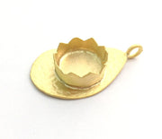 Gold Plated Brass Hammered  Pendant Setting Mountings Blanks  ( 14mm blank )   G6051