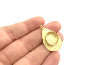 Gold Plated Brass Hammered  Pendant Setting Mountings Blanks  ( 14mm blank )   G6051
