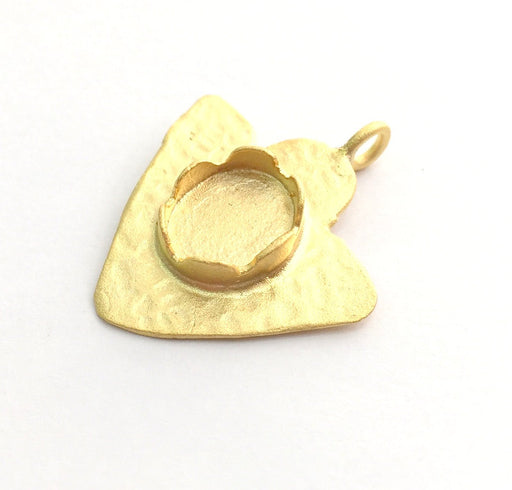 Gold Plated Brass Hammered  Pendant Setting Mountings Blanks  ( 12x8mm blank )   G9648