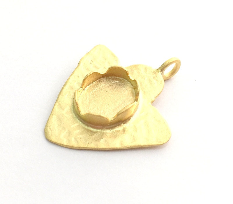 Gold Plated Brass Hammered  Pendant Setting Mountings Blanks  ( 12x8mm blank )   G9648