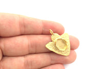 Gold Plated Brass Hammered  Pendant Setting Mountings Blanks  ( 12x8mm blank )   G9648