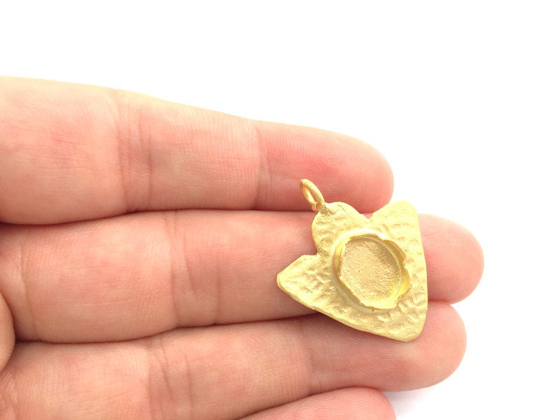 Gold Plated Brass Hammered  Pendant Setting Mountings Blanks  ( 12x8mm blank )   G9648