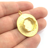 Gold Plated Brass Hammered  Pendant Setting Mountings Blanks  ( 15mm blank )   G6059