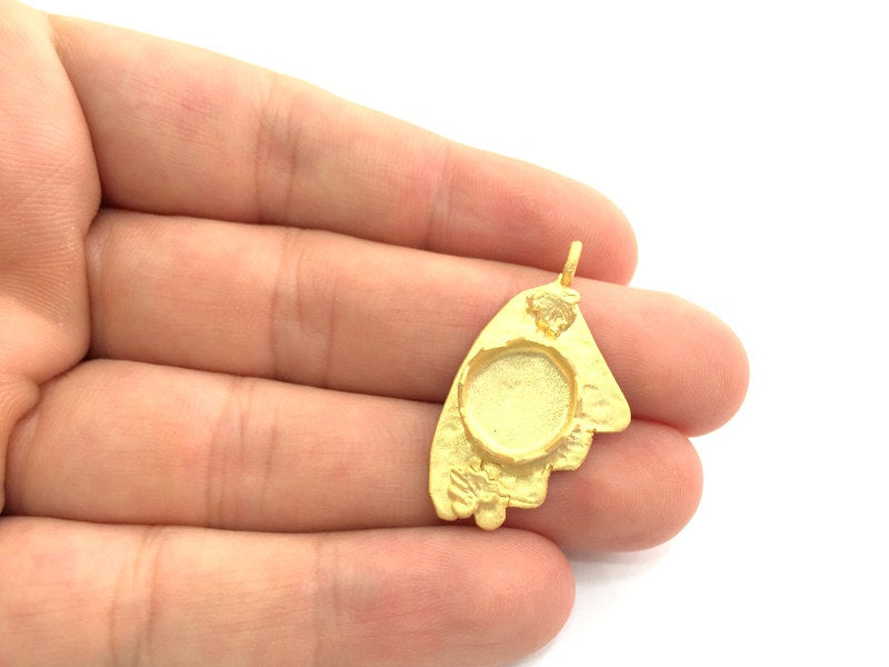 Gold Plated Brass Hammered  Pendant Setting Mountings Blanks  ( 12mm blank )   G6055