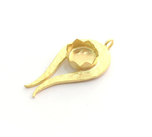 Gold Plated Brass Hammered  Pendant Setting Mountings Blanks  ( 12mm blank )   G6056