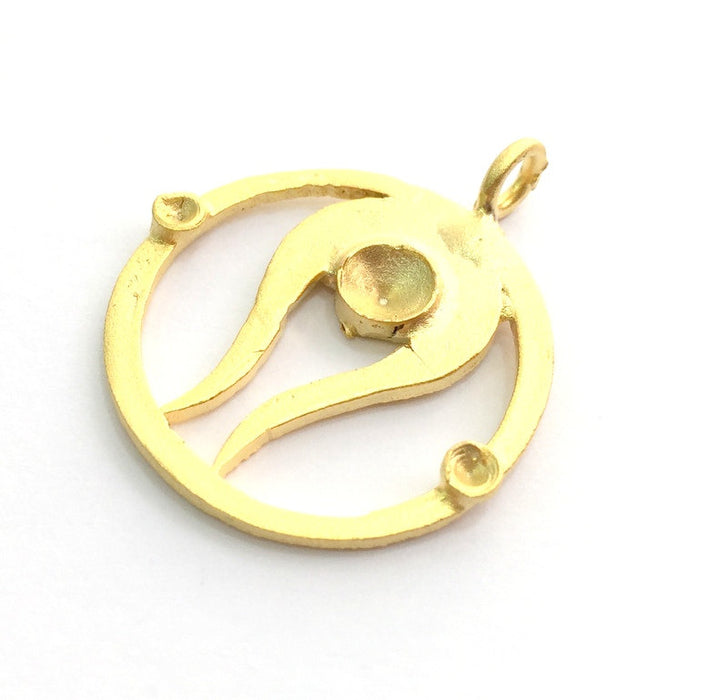 Gold Plated Brass Pendant Setting Mountings Blanks  ( 5mm and 3mm blank )   G6057