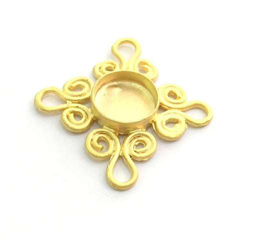 Gold Plated Brass Pendant Setting Mountings Blanks  ( 12mm blank )   G6058