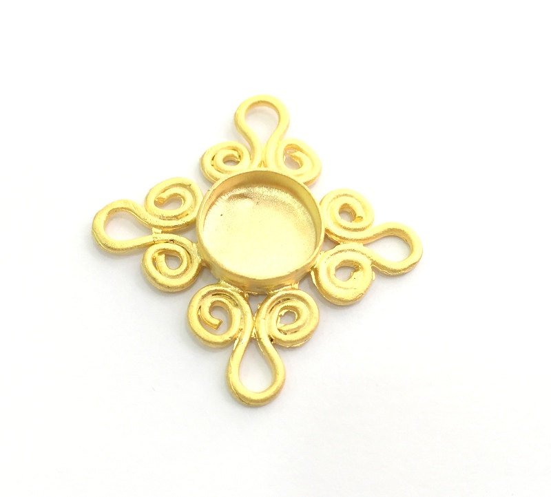 Gold Plated Brass Pendant Setting Mountings Blanks  ( 12mm blank )   G6058