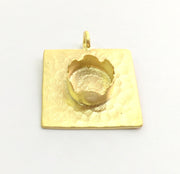 Gold Plated Brass Hammered  Pendant Setting Mountings Blanks  ( 14mm blank )   G6060