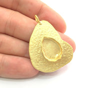 Gold Plated Brass Hammered  Pendant Setting Mountings Blanks  ( 18x13mm drop blank )   G6062