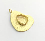 Gold Plated Brass Hammered  Pendant Setting Mountings Blanks  ( 18x13mm drop blank )   G6062