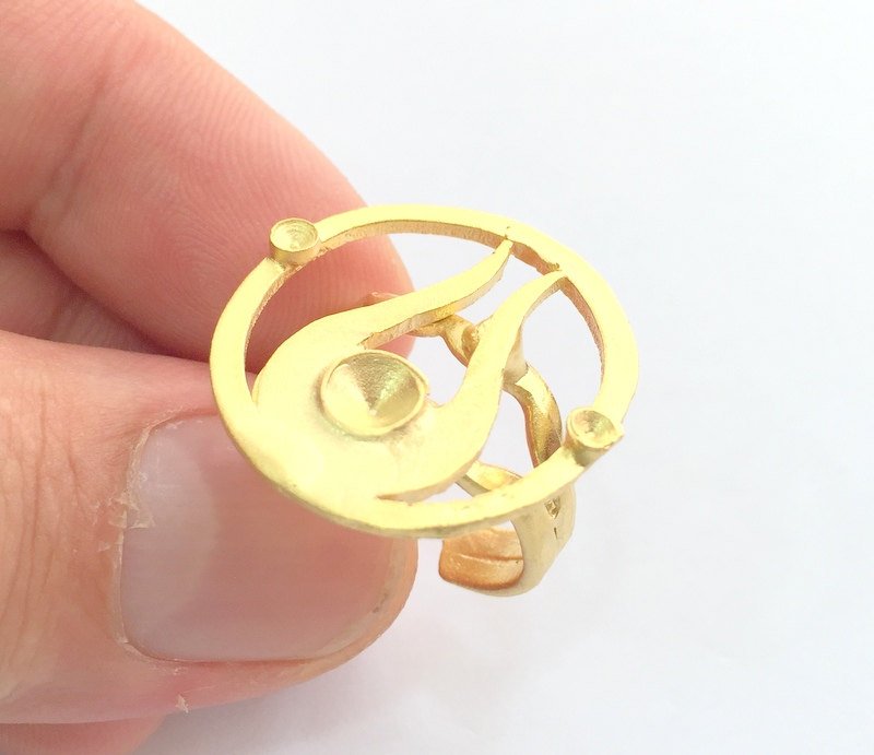 Adjustable Ring Blank, (5mm and 3mm blank )  Gold Plated Brass G6050