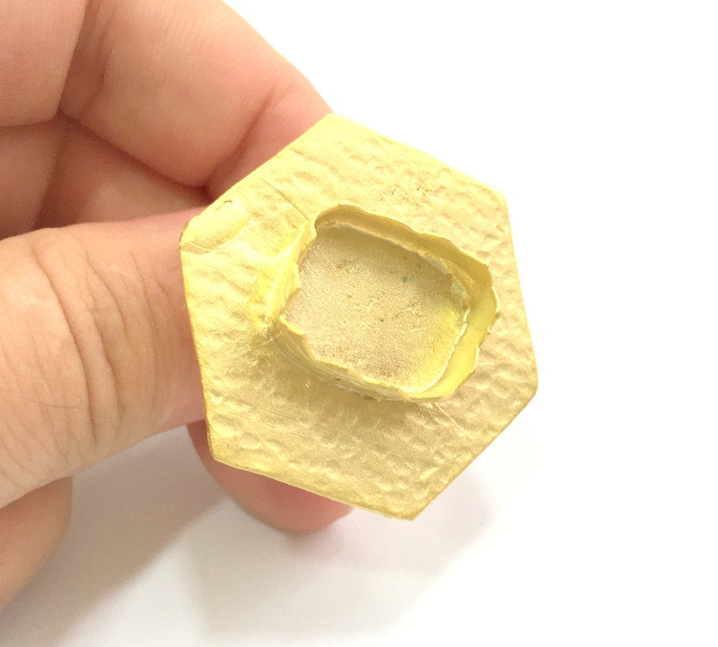 Adjustable Hammered Ring Blank, (18x13mm blank )  Gold Plated Brass G6067