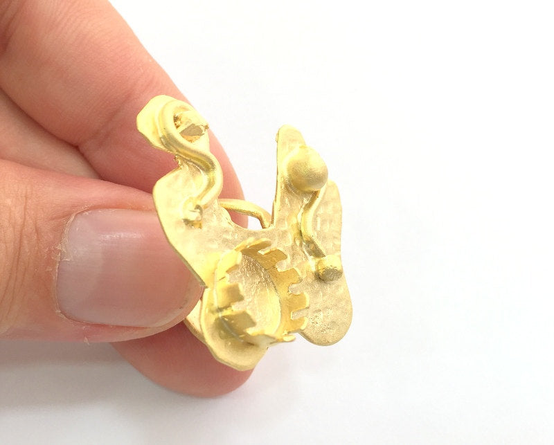 Adjustable Hammered Ring Blank, (10mm blank )  Gold Plated Brass G6071