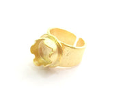 Adjustable Hammered Ring Blank, (10mm blank )  Gold Plated Brass G6076