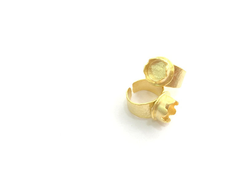 Adjustable Hammered Ring Blank, (10mm blank )  Gold Plated Brass G6076