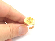 Adjustable Hammered Ring Blank, (10mm blank )  Gold Plated Brass G6078