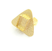 Adjustable Hammered Ring Blank, (15x10mm blank )  Gold Plated Brass G6079