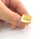 Adjustable Hammered Ring Blank, (15x10mm blank )  Gold Plated Brass G6079